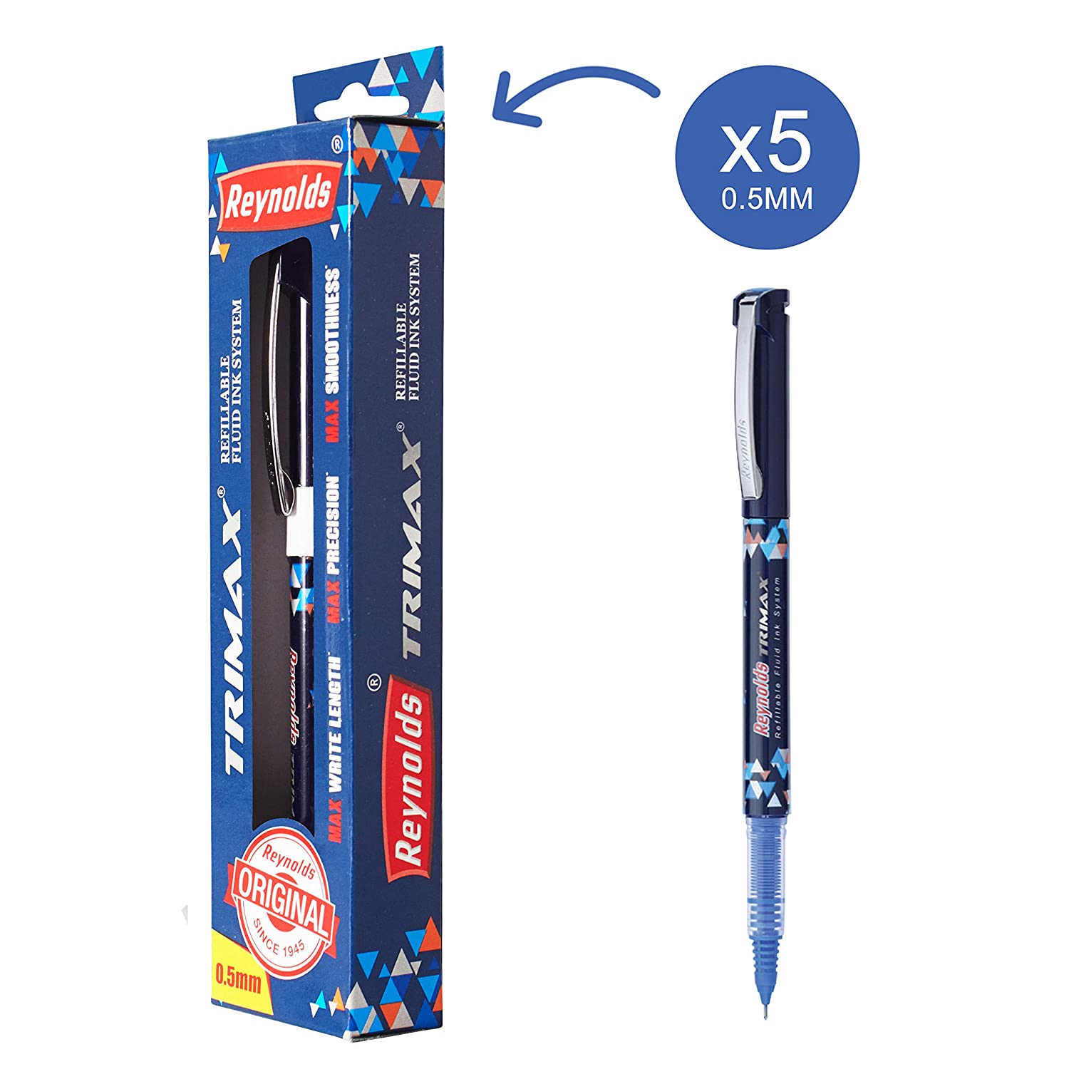 Reynolds Trimax Pen Refillable Fluid Ink System 0.5