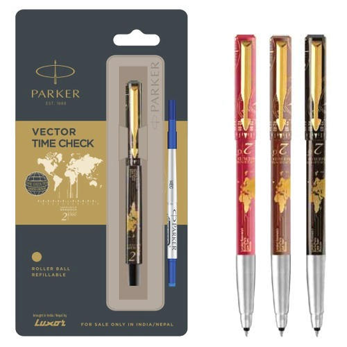 Parker Vector Timecheck Roller Ball Pen With Gold Trim 500×500
